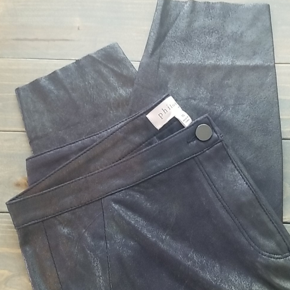 Philosophy Pants suede like, metallic sheen, skinny